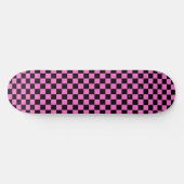 Roze en zwart gecheckt persoonlijk skateboard (Horizontaal)