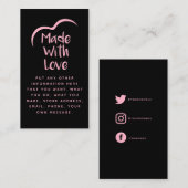Roze en zwart gemaakt van het liefdeshart Silhouet Informatiekaartje (Voorkant / Achterkant)