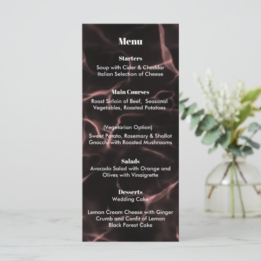 Roze en zwart gemarmerd thema menu (Staand voorkant)