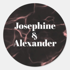 Roze en zwart gemarmerd thema ronde sticker