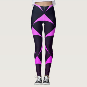 Roze en Zwart Geometrisch Miami Patroon Leggings