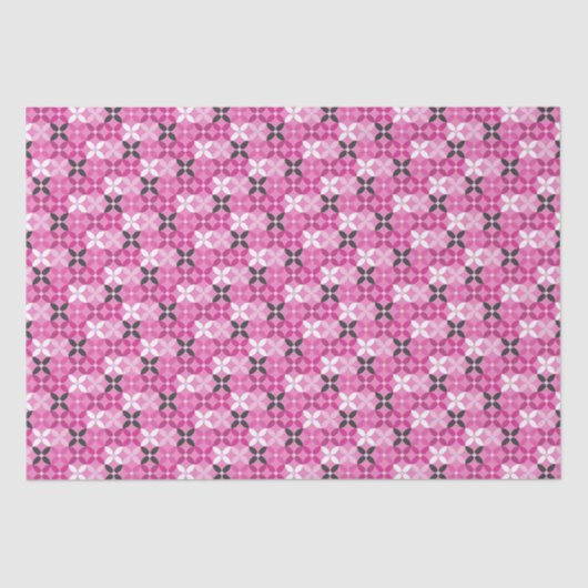 Roze en zwart geometrisch patroon Birthday Tissuepapier (Voorkant)