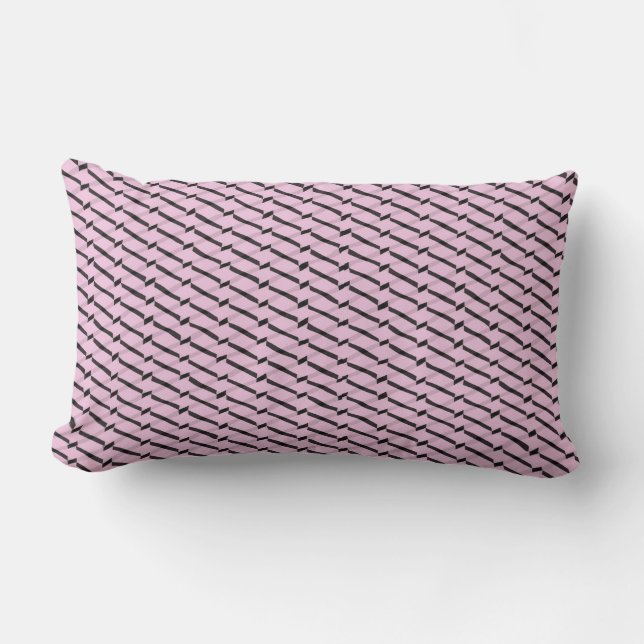 Roze en zwart geometrisch patroon kussen (Voorkant)