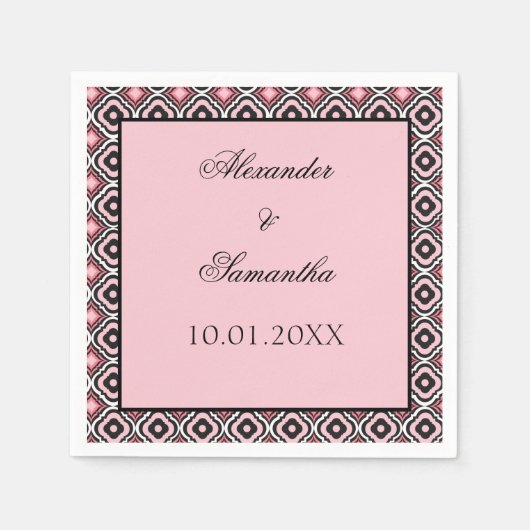 Roze en zwart geometrisch patroon servet (Voorkant)