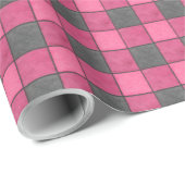 Roze en zwart gepantserd chequepapier cadeaupapier (Rol Hoek)