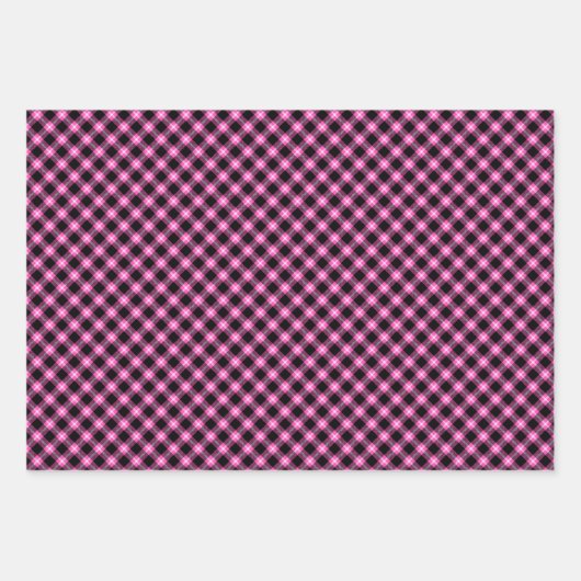 Roze en zwart gepantserd kerstpapier inpakpapier vel (Voorkant 3)