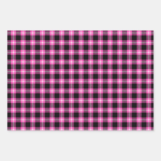 Roze en zwart gepantserd kerstpapier inpakpapier vel (Voorkant 2)