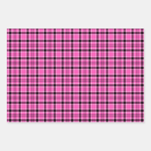 Roze en zwart gepantserd kerstpapier inpakpapier vel (Voorkant)