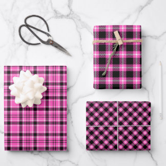 Roze en zwart gepantserd kerstpapier inpakpapier vel