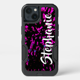 Roze en Zwart Gepersonaliseerde Naam Otterbox