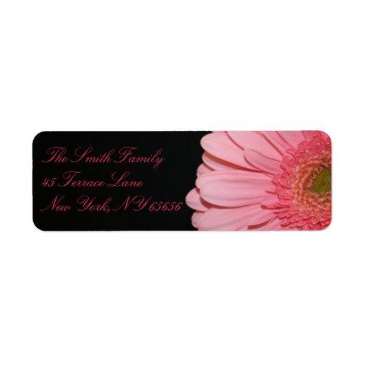 Roze en Zwart Gerber Daisy Retouradres Labels (Voorkant)