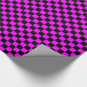 Roze en Zwart Geruit Cadeaupapier (Hoek)