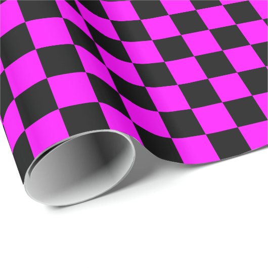 Roze en Zwart Geruit Cadeaupapier (Rol Hoek)
