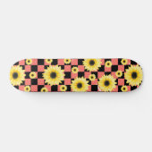 roze en zwart Geruit & Zonnebloem Persoonlijk Skateboard (Horizontaal)