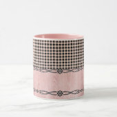 Roze en zwart geruite koffie Mok (Midden)