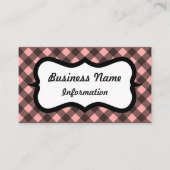 Roze en Zwart Gingham Visitekaartje Afsprakenkaartje (Voorkant)