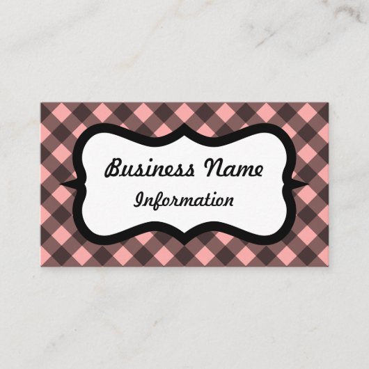Roze en Zwart Gingham Visitekaartje Afsprakenkaartje (Voorkant)