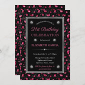 Roze en Zwart Glitter Luipaard Spots 21e Verjaarda Kaart (Voorkant / Achterkant)