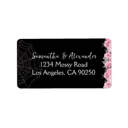 Roze en zwart Gothic Return Address Label (Voorkant)