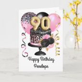 Roze en Zwart Goud 90ste Verjaardag Kaart (Gele Bloem)