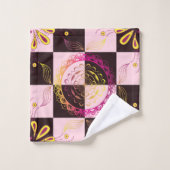 Roze en Zwart Grafische Kunst, Mystic Checkerboard Bad Handdoek (Wasdoekje)