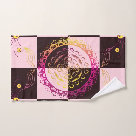 Roze en Zwart Grafische Kunst, Mystic Checkerboard Bad Handdoek (Handdoek)