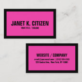 Roze en zwart grote tekst vet visitekaartje (Voorkant / Achterkant)