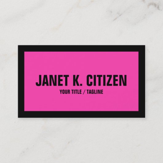 Roze en zwart grote tekst vet visitekaartje (Voorkant)