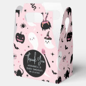 Roze en zwart Halloween Baby shower Bedankdoosjes (Geopend)