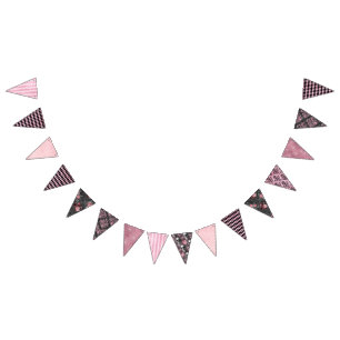 Roze en Zwart Halloween Bunting Flags Vlaggetjes