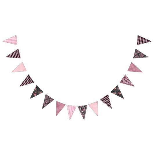 Roze en Zwart  Halloween Bunting Flags Vlaggetjes (Alle)