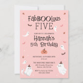 Roze en Zwart Halloween Verjaardagsfeest Kaart (Voorkant)