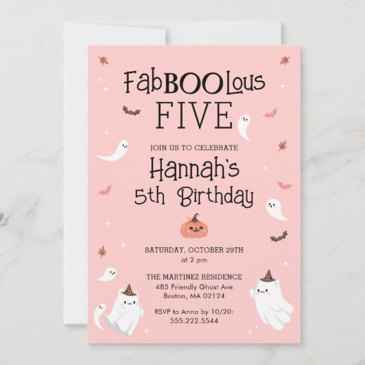 Roze en Zwart Halloween Verjaardagsfeest Kaart (Voorkant)