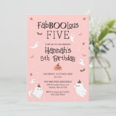 Roze en Zwart Halloween Verjaardagsfeest Kaart (Staand voorkant)