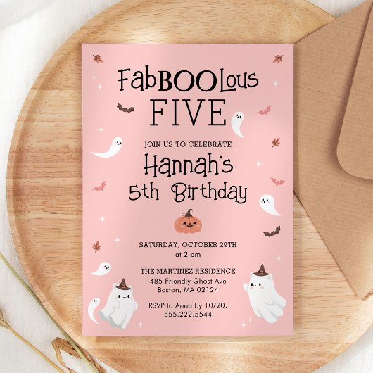 Roze en Zwart Halloween Verjaardagsfeest Kaart