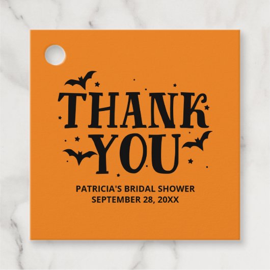 Roze en zwart Halloween Vrijgezellenfeest Dank u Bedankjes Labels (Voorkant)