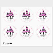 Roze en zwart Happy Birthday Cakes Ronde Sticker (Vel)