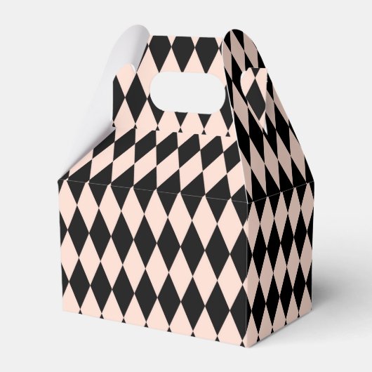  roze en zwart Harlequin Patroon Bedankdoosjes (Voorkant Zijde)