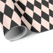 roze en zwart Harlequin Patroon Cadeaupapier (Rol Hoek)