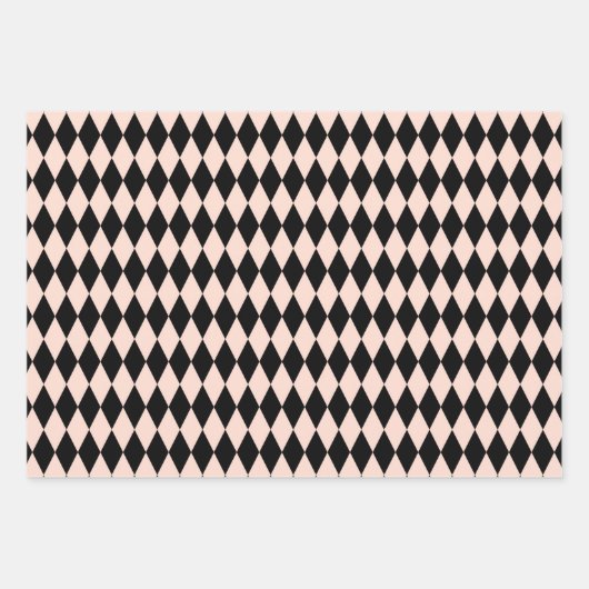 roze en zwart Harlequin Patroon Inpakpapier Vel (Voorkant 3)