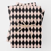  roze en zwart Harlequin Patroon Inpakpapier Vel (In situ)