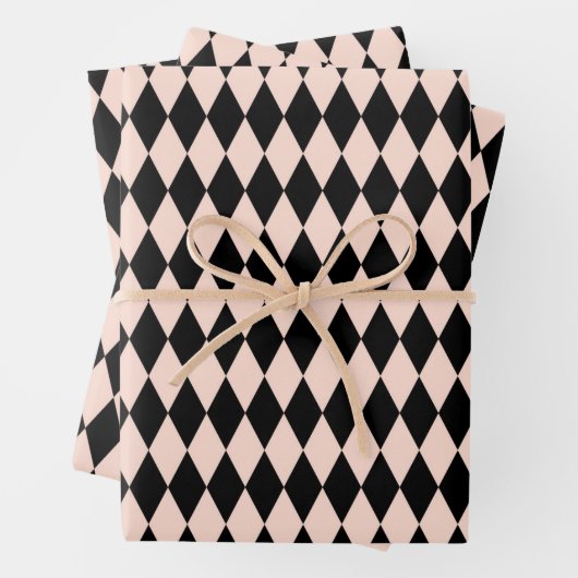  roze en zwart Harlequin Patroon Inpakpapier Vel (In situ)