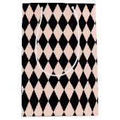 roze en zwart Harlequin Patroon Medium Cadeauzakje (Voorkant)