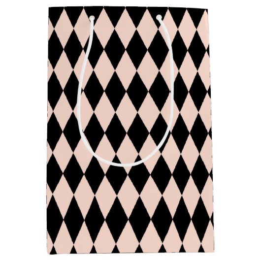  roze en zwart Harlequin Patroon Medium Cadeauzakje (Voorkant)