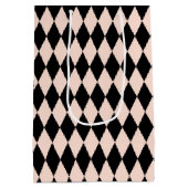 roze en zwart Harlequin Patroon Medium Cadeauzakje (Achterkant)