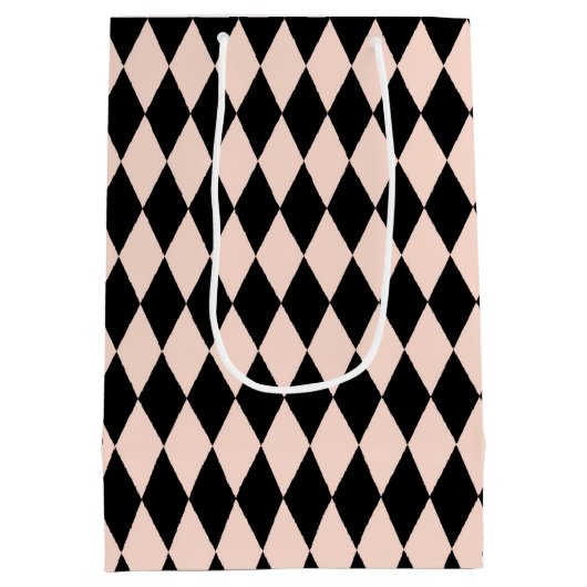  roze en zwart Harlequin Patroon Medium Cadeauzakje (Achterkant)