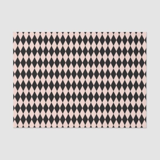  roze en zwart Harlequin Patroon Tissuepapier (Voorkant)