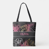 Roze en zwart herbruikbare Halloween Tote Bag (Achterkant)