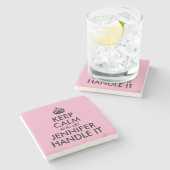 Roze en zwart houden kalme grappige parodie stenen onderzetter (Zijkant)