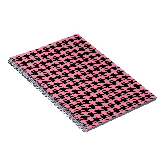 Roze en Zwart Houndstooth Notitieboek (Rechterzijde)